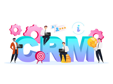 CRM word concepts flat color vector banner preview picture