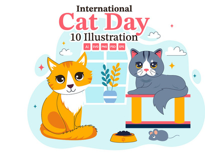 10 International Cat Day Illustration