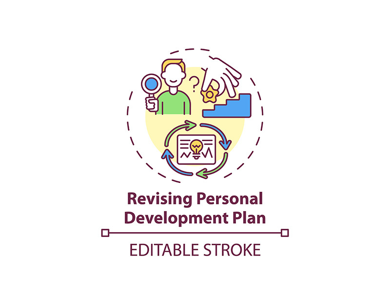 Revising personal development plan concept icon