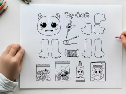 Handmade toy craft set vector illustration flat design