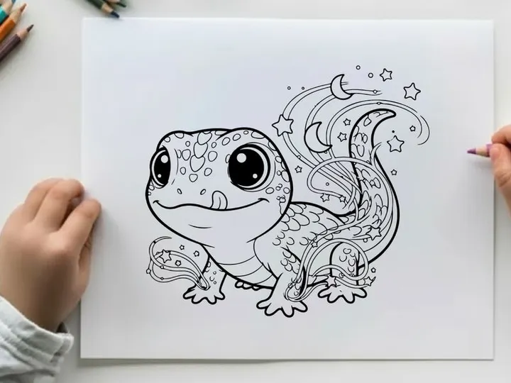 Cute cartoon frog stargazing night sky vector illustration