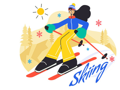 10 Skiing Winter Sport Activities Illustration