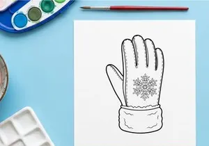 Guante tejido de invierno sosteniendo vela blanca para celebración navideña festiva y decoración de vacaciones