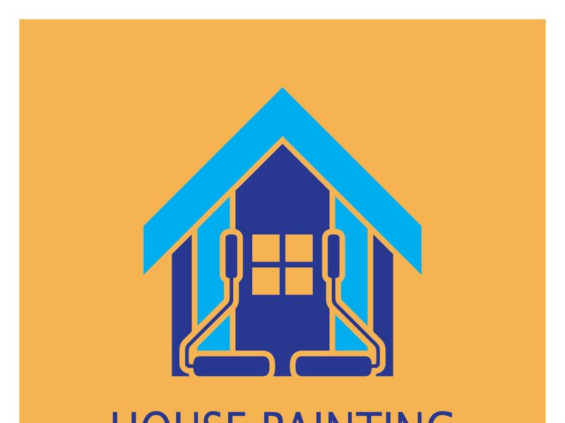 logo icon illustration house paint with a blend of brushes and rollers for house wall paint design, minimalist house, painting, interior, building, property business, wallpaper, vector concept
