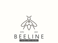 Bee line art animal exclusive logo simple inspiration on black background design