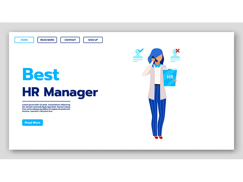 Best HR manager landing page vector template