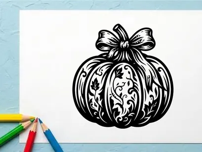 Decorative Halloween Pumpkin with Bow for Fall Celebrations