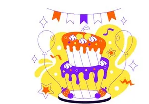 4 Birthday Cake Vector Illustration