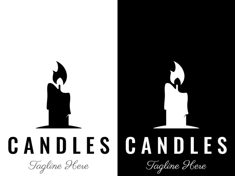 Simple burning luxury candlelight logo design with isolated background.Template for business, sign, company.