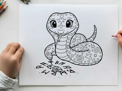 Cute love snake with hearts vector illustration flat design