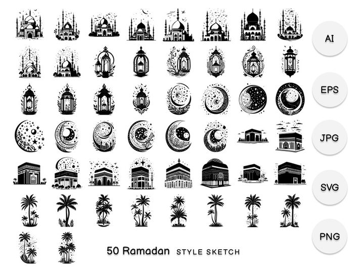 Ramadan Element Draw Black