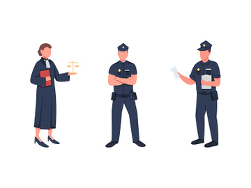 Law enforcement workers flat color vector faceless character set preview picture