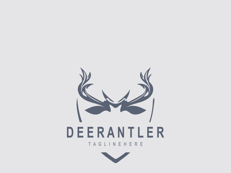 Deer antler logo for hunting and adventure community in nature simple and elegant symbol