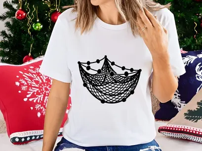 Minimalist hammock net vector black white line art illustration