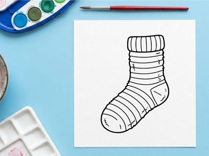 Single striped Christmas sock isolated on white background for festive holiday decor