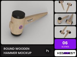 Round Wooden Hammer Mockup preview picture
