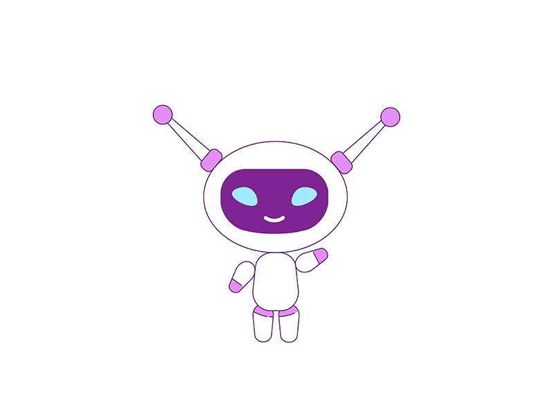 Cute modern robot violet linear object