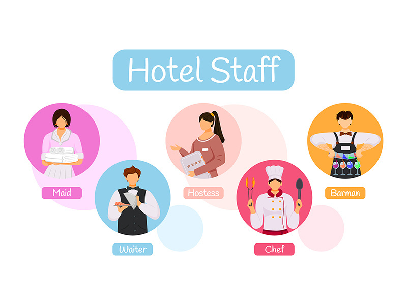 Hotel staff vector infographic template