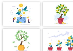 16 Money Tree Investment Financial Illustration