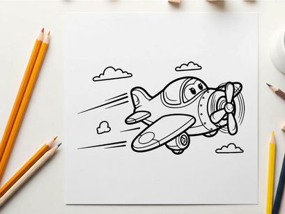 Cute paper airplane flying with clouds vector illustration