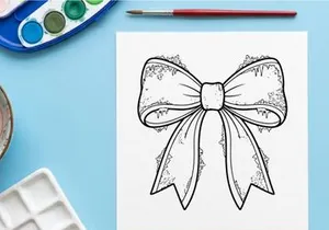 Elegant Christmas gift bow illustration with pearl center for festive holiday wrapping