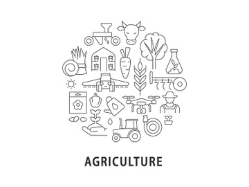 Agriculture abstract linear concept layout with headline preview picture
