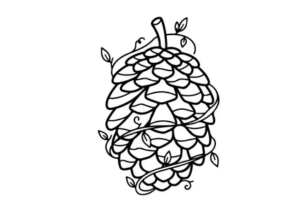 Stylized pine cone illustration for nature-themed design. Artistic botanical drawing for eco projects and branding.