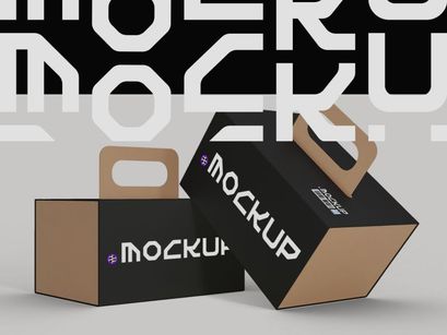 Wide Low Carry Handle Box Mockup