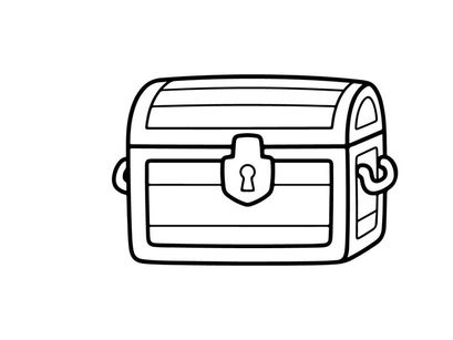 Closed treasure chest with keyhole and handles. Secure vintage wooden box for storage or adventure themes.