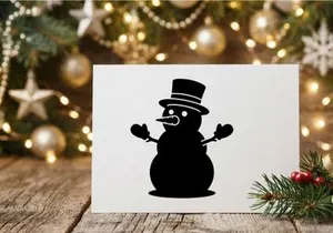 Silhouette of a festive snowman with top hat and outstretched arms
