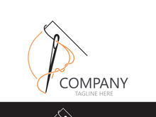 Needle and thread Sewing logo outline combination Line flat design template Simple icons. Concept tailor illustration