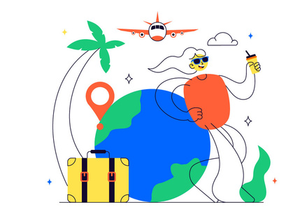 10 Solo Travel Vector Illustration