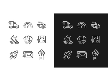 Motion and speed pixel perfect linear icons set for dark, light mode preview picture