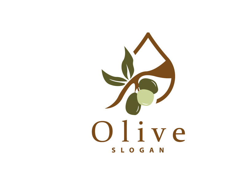 Olive Oil Logo, Olive Leaf Plant Herbal Garden Vector