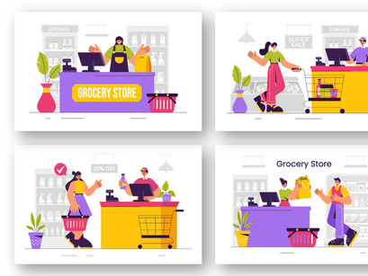 9 Grocery Store Shelf Illustration