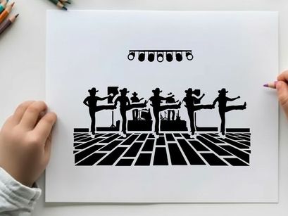 Silhouette of dancers performing on stage with spotlight