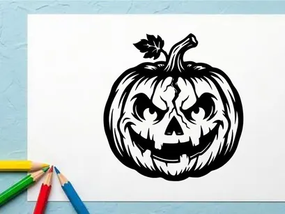 Gruselige Halloween-Kürbis mit bedrohlichem Kürbisgesicht