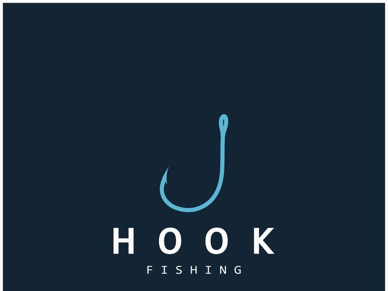 fishing hook logo design, fishing bait, fishing shop, tournament, angler, fishing community