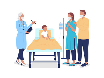 Pediatrician consulting worried parents semi flat color vector characters preview picture