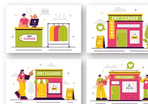 10 Dry Cleaner Store Service Illustration