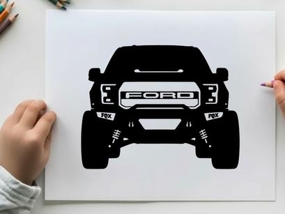 Silhouette of a ford truck facing forward