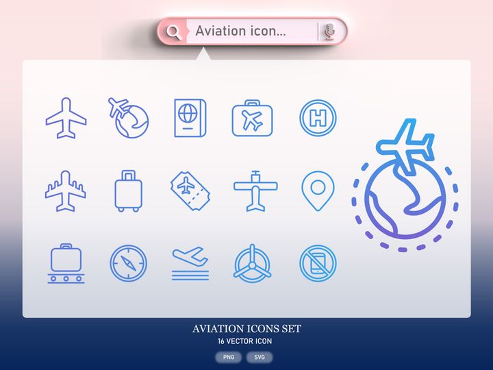 Aviation & travel airplane icon set