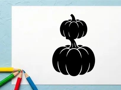 Silhouette von zwei übereinander gestapelten Kürbissen für Halloween-Dekoration