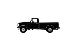 Silhouette of a classic pickup truck with a single cab