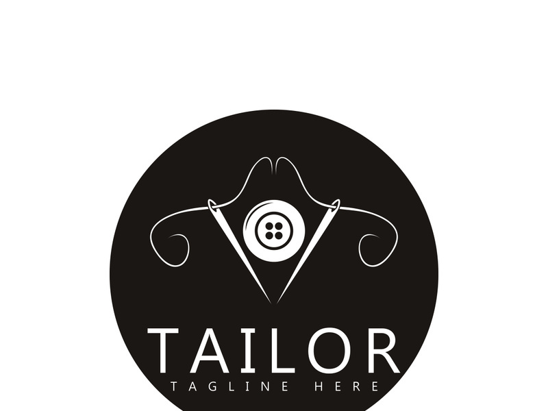 Tailor logo icon illustration template combination of buttons for clothes, thread and sewing machine, for clothing product design