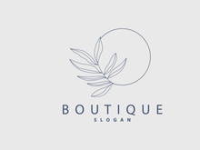 Leaf Line Logo, Beautiful Hand Drawn Design