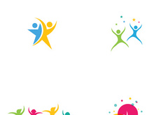 Fun and happy people logo sign illustration vector design