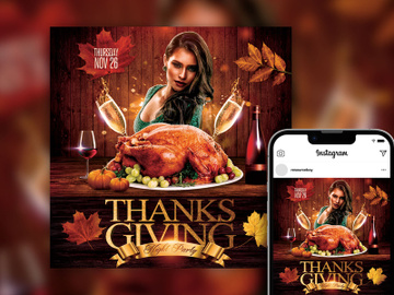 Free Charming Elegant Leafy Thanksgiving Party Instagram Post Template preview picture
