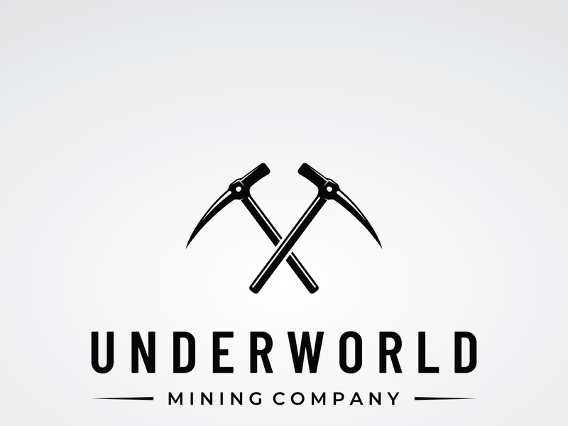 Pickaxe vintage design in retro style,concept for business,label,industrial or mining tool.