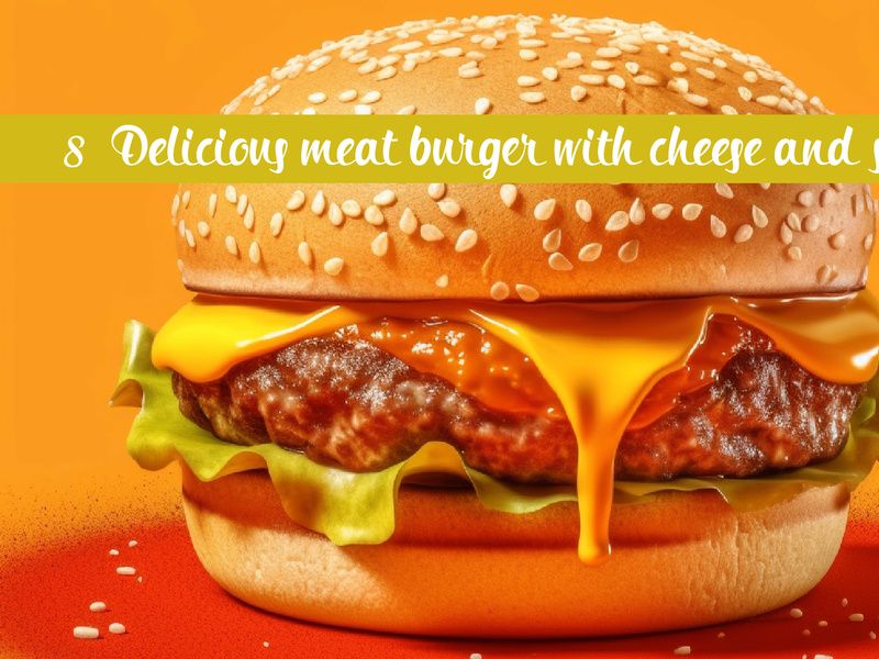 Delicious meat burger with cheese and salad